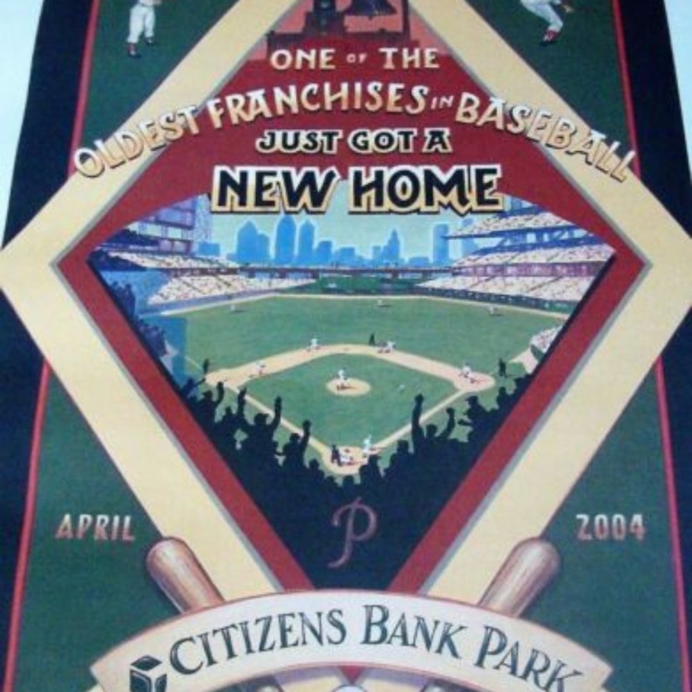 2004 Philadelphia Phillies CITIZENS BANK PARK Poster Liberty Bell SEALED 21 x 30